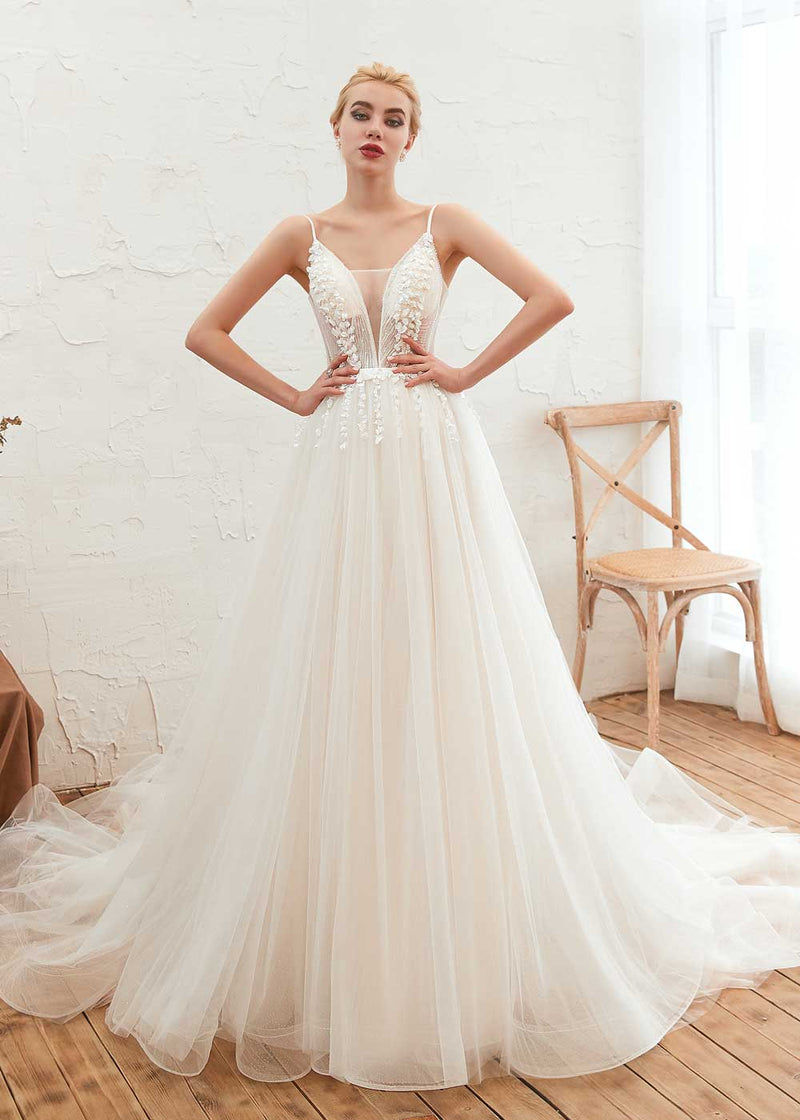 Tea Length Lace Wedding Dress with Sleeves DV2078 – JoJo Shop