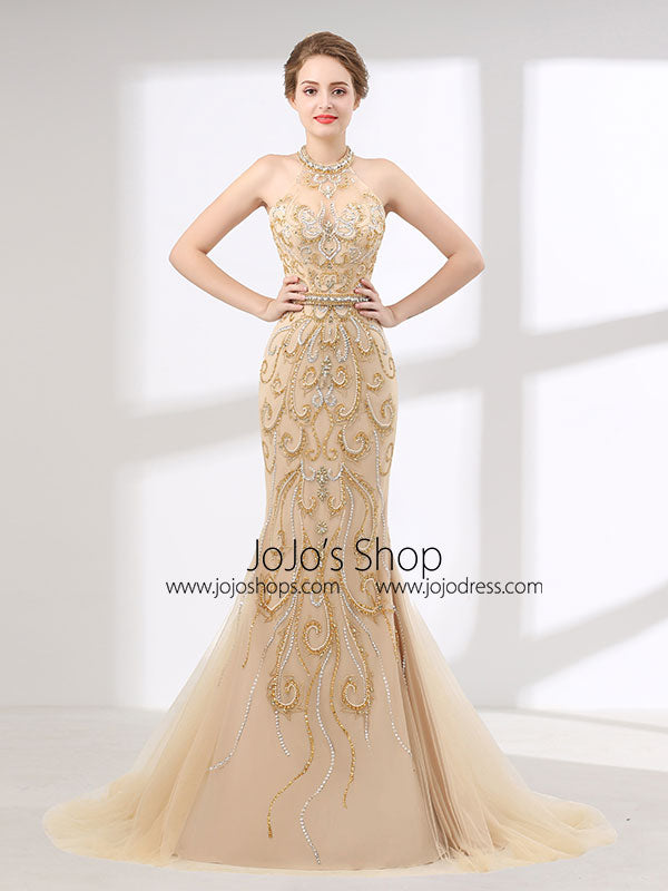 champagne evening gown