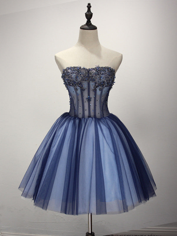 blue short formal dress