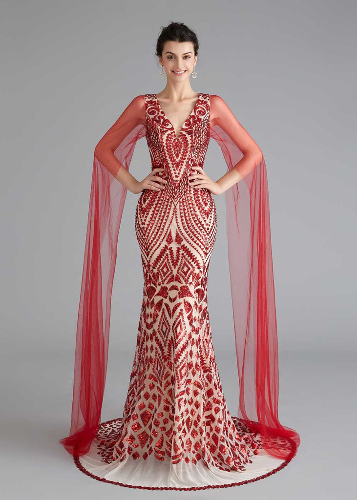 red pageant gown