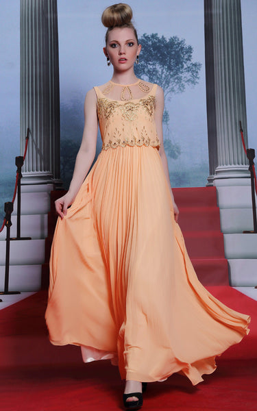 Modest Orange  Keyhole Back Prom  Dress  Formal  Dress  JoJo Shop 