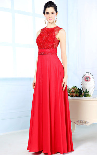 Red Modest Formal Prom Evening Dress Jojo Shop 9810