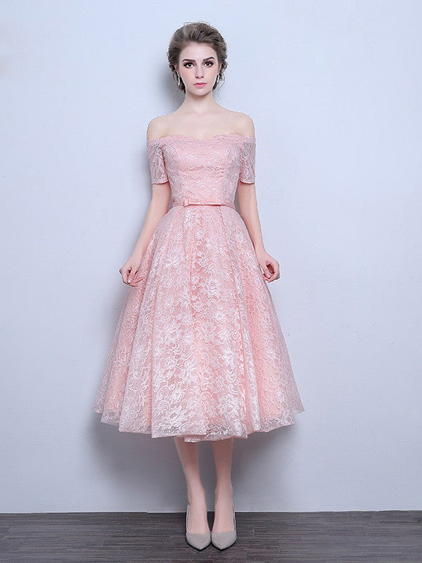 Pink Strapless Off Shoulder Tea Length Wedding Dress Dv3016 Jojo Shop 