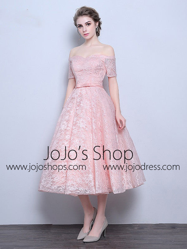 peach tea length dress