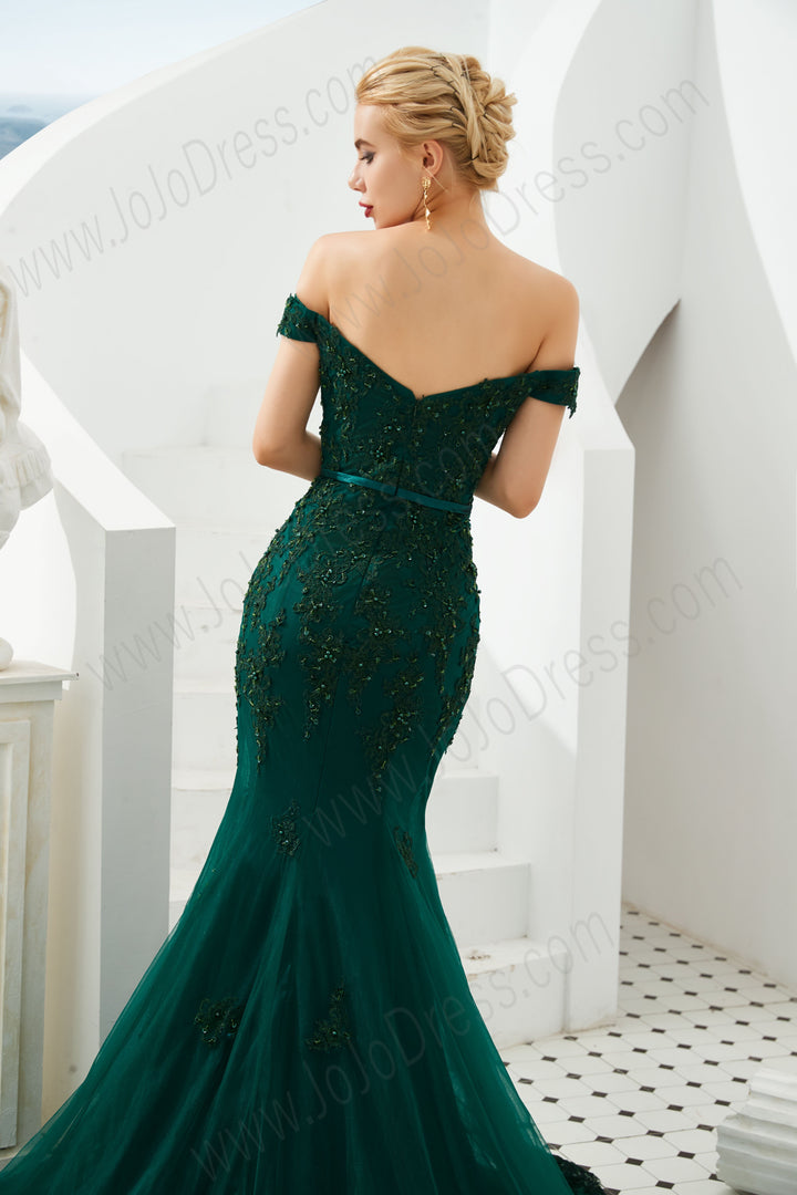 Emerald Green Mermaid Lace Prom Formal Dress EN193335338 – JoJo Shop