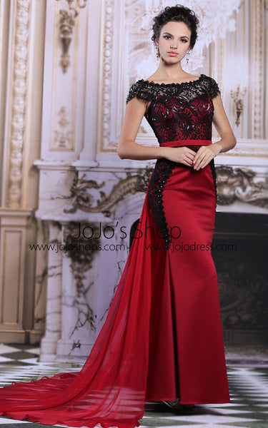 Exquisite Black Lace Red Formal Pageant Military Ball Stage Performing ...