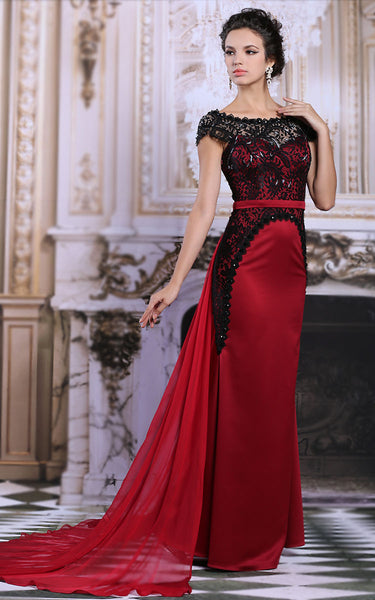 Exquisite Black Lace Red Formal Pageant Military Ball Stage Performing ...