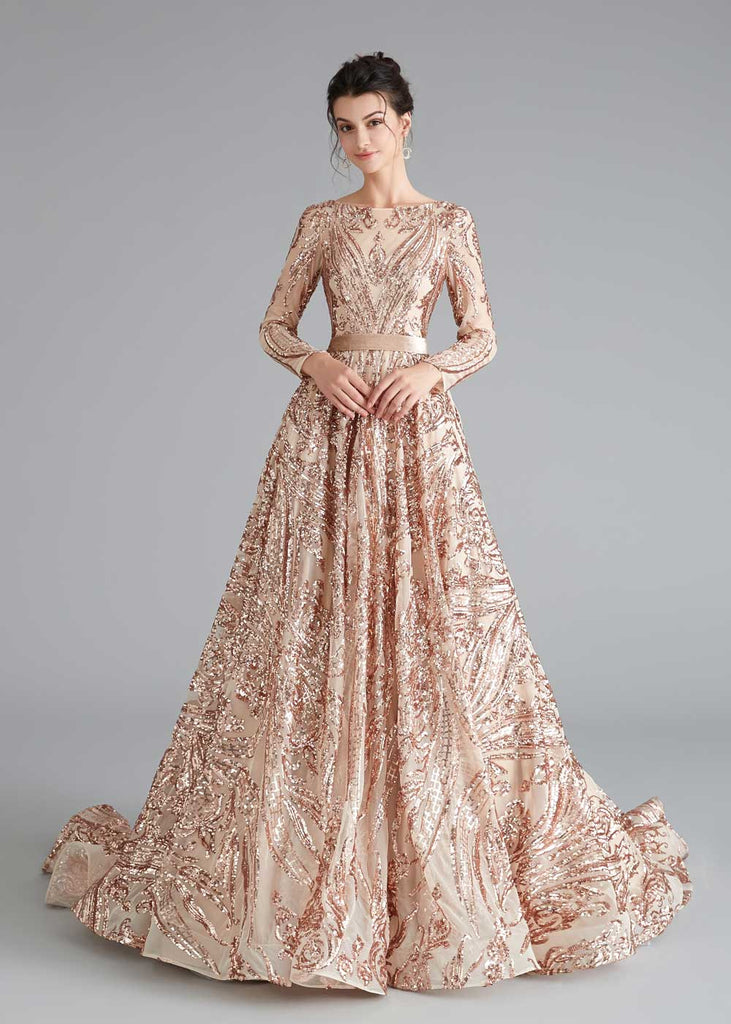 gold a line gown