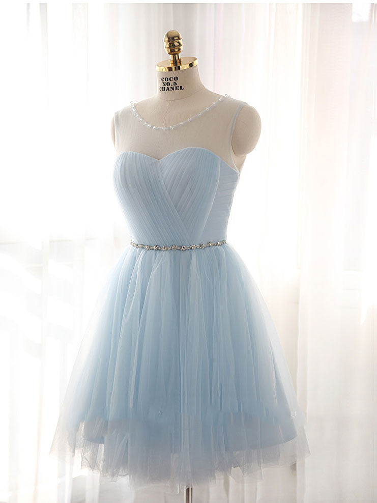 Light Blue Short Tulle Bridesmaids Dress for Fairy tale Wedding – JoJo Shop