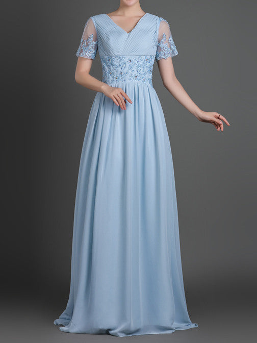 long gown with short sleeves