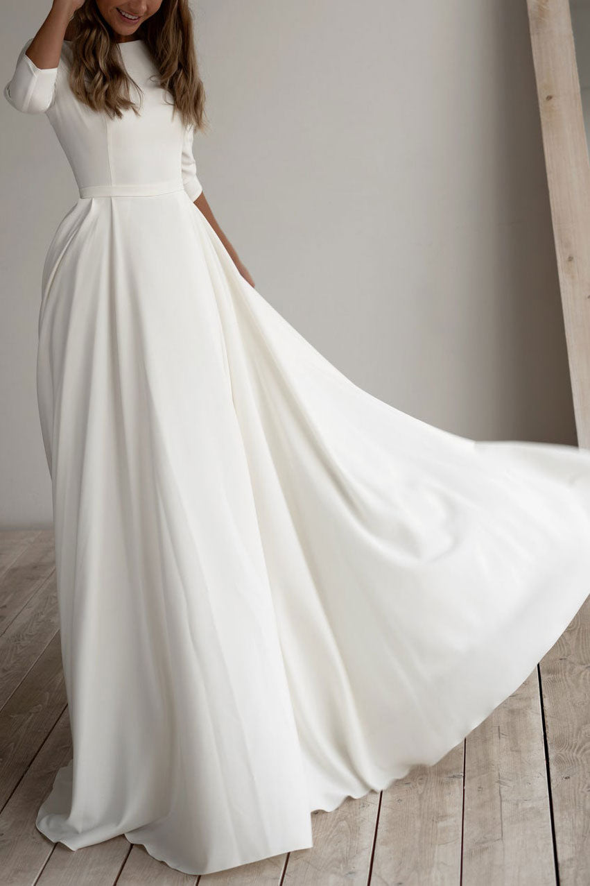 Simple Minimalist Crepe Chiffon Wedding Dress Et3001 Jojo Shop