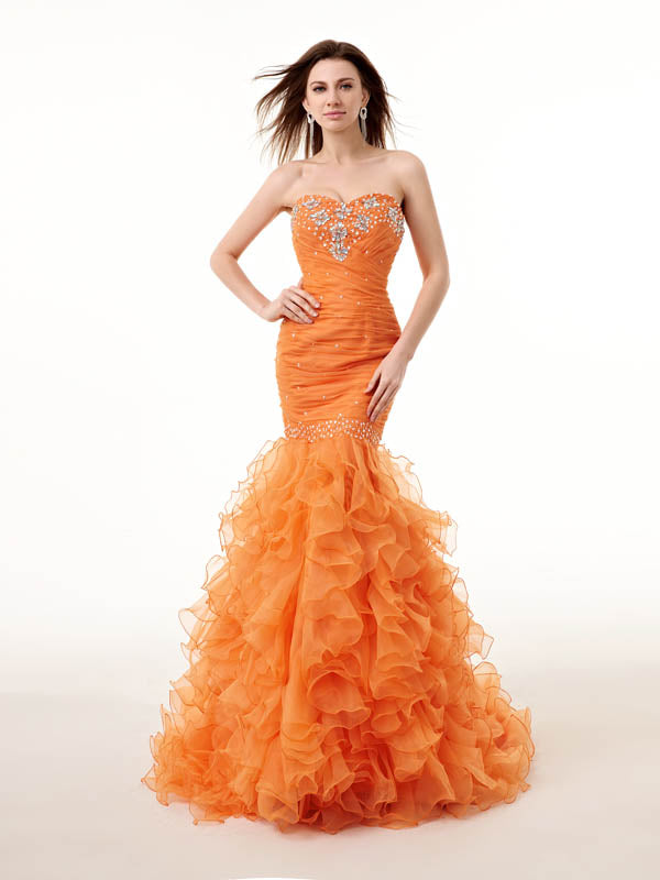 ruffle orange dress