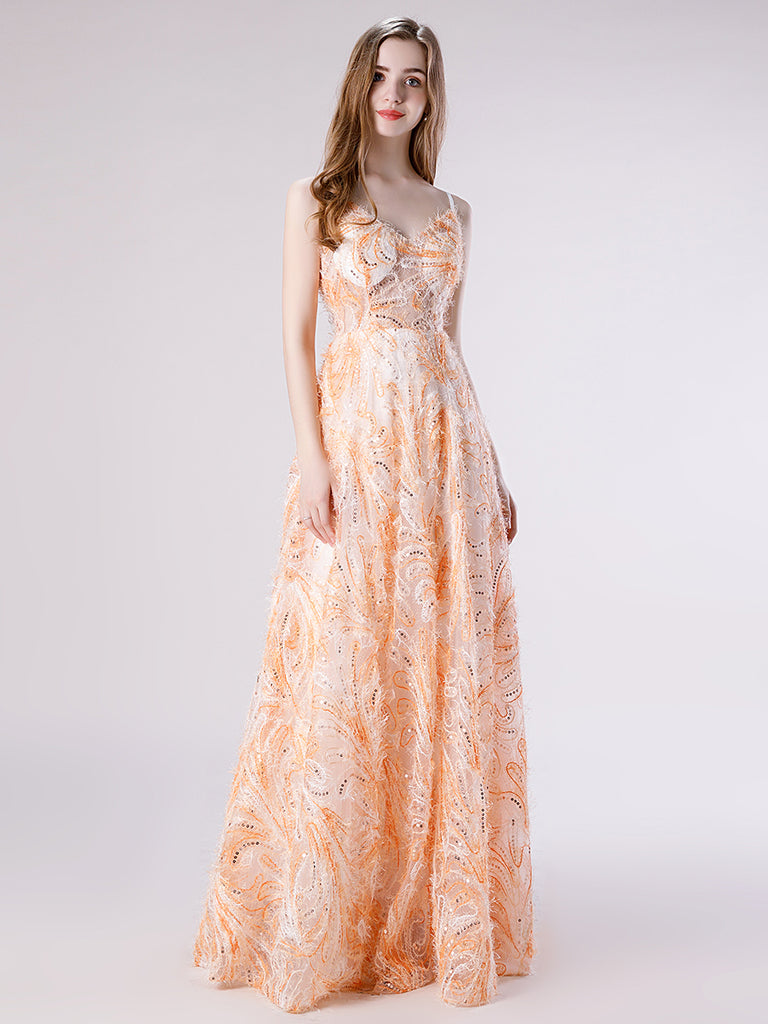 peach lace dress