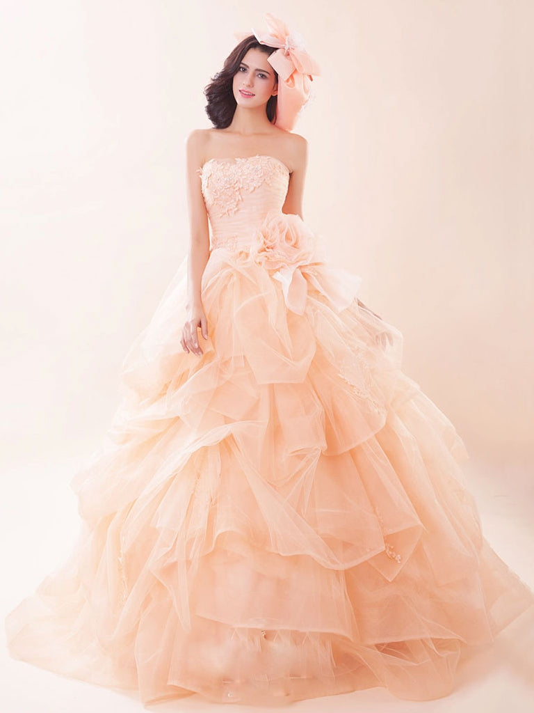 peach ball gown