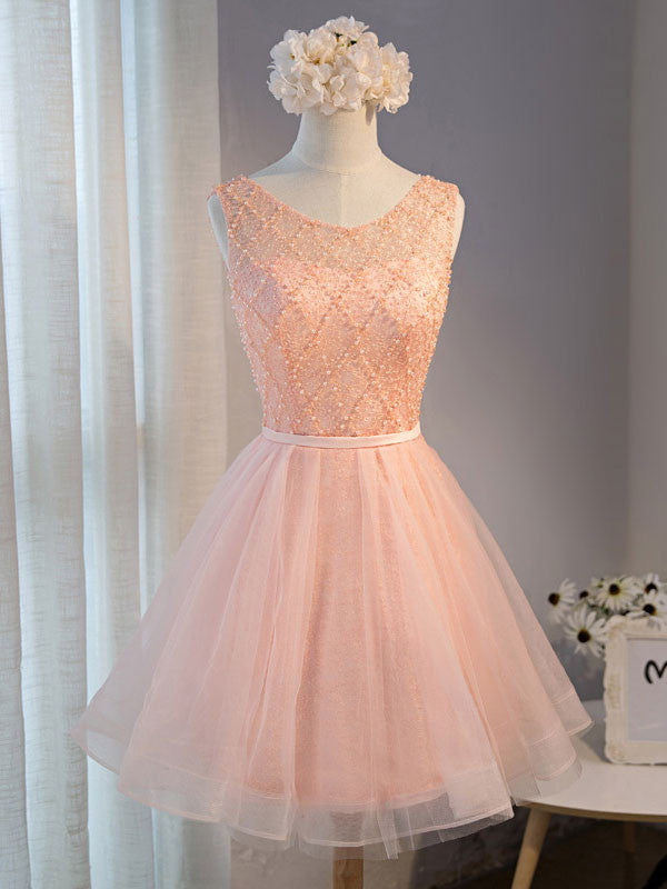 Blush Pink Short Lace Sweet Sixteen Prom Formal Dress – JoJo Shop