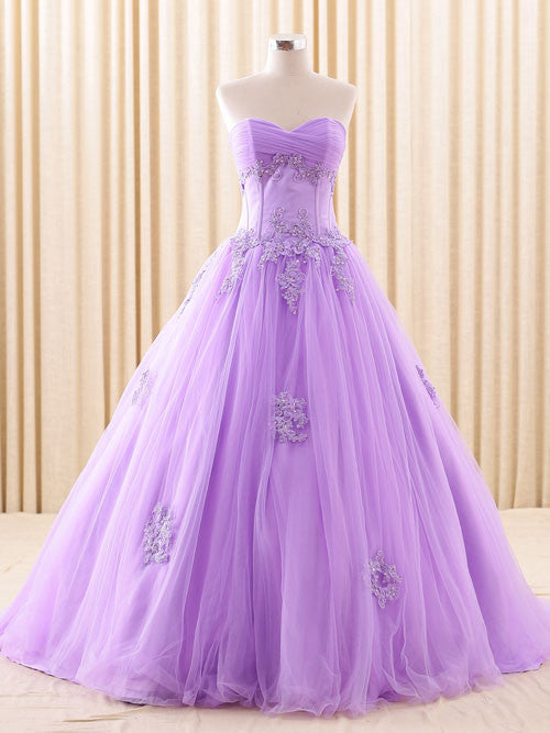 Purple Strapless Lace Ball Gown Wedding Dress | RS6805 – JoJo Shop