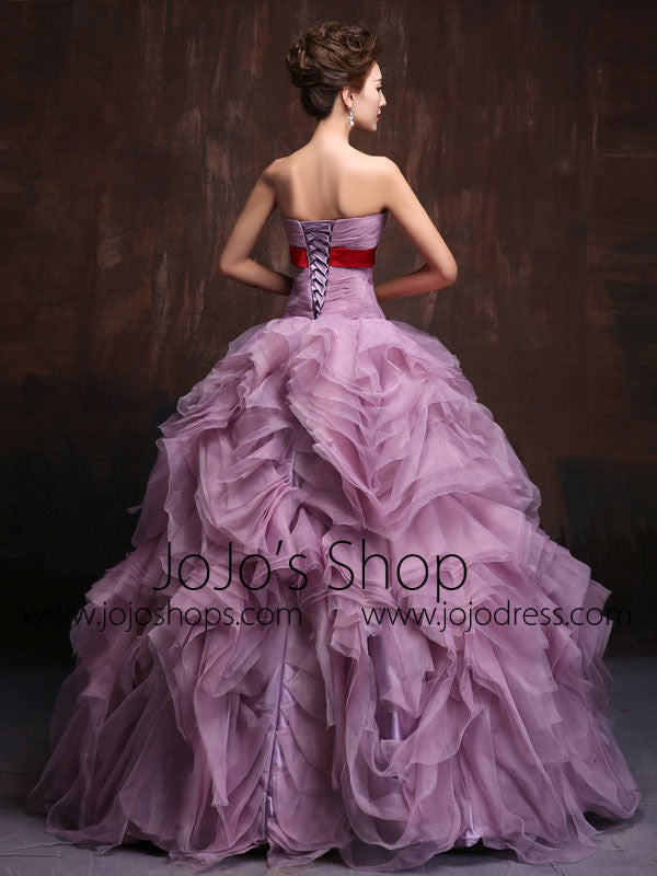 Strapless Purple Quenceanera Ball Gown Organza Ruffles Prom Dress Home Jojo Shop 