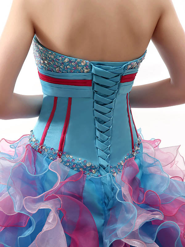 Strapless Rainbow Ruffles Quinceanera Ball Gown With Sweetheart Neckli Jojo Shop 