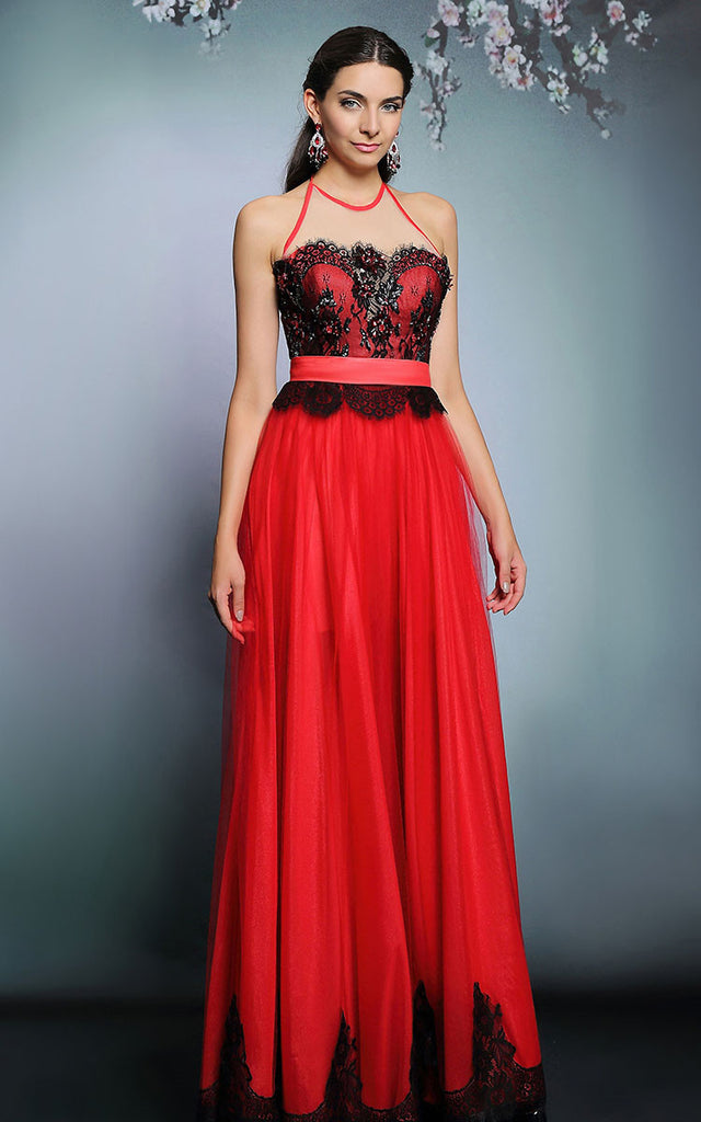red and black evening gown
