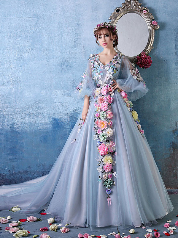 ball gown with flowers