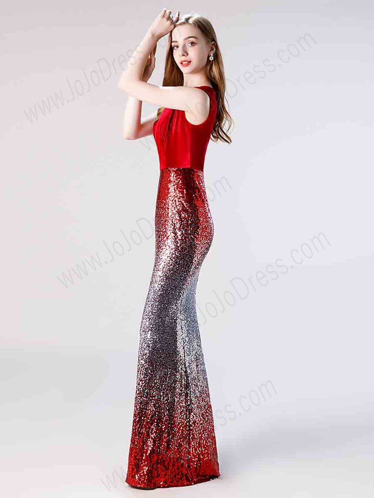 red fitted formal dress