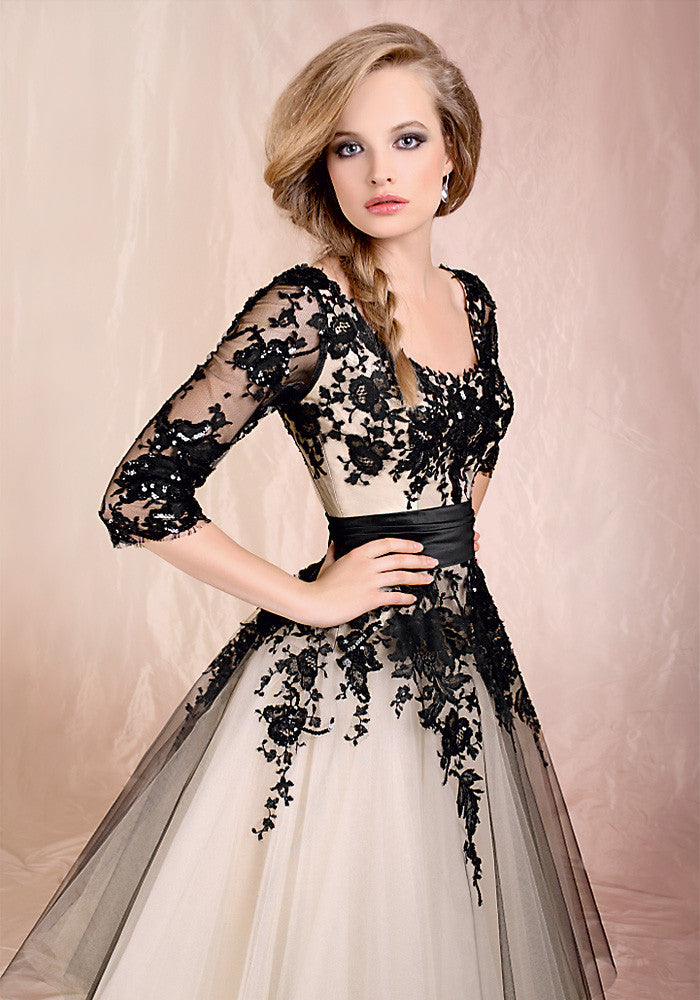 black lace and tulle dress