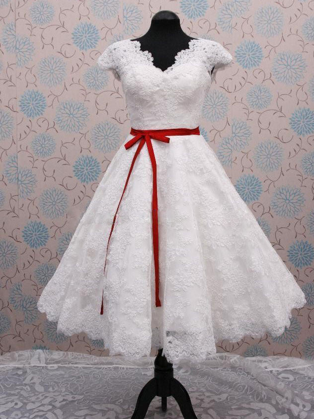 Retro 50s Wedding Dress Short Tea Length Wedding Dress – Jojo Shop