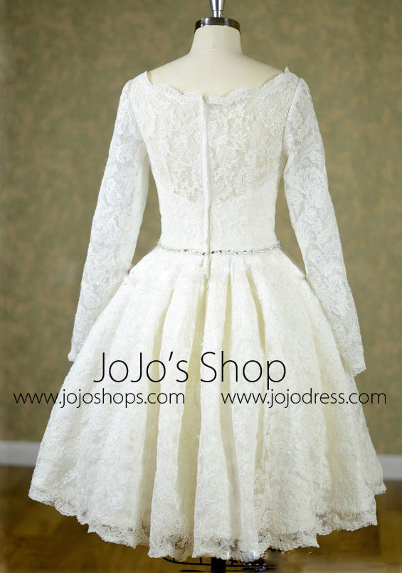 white lace tea length dress