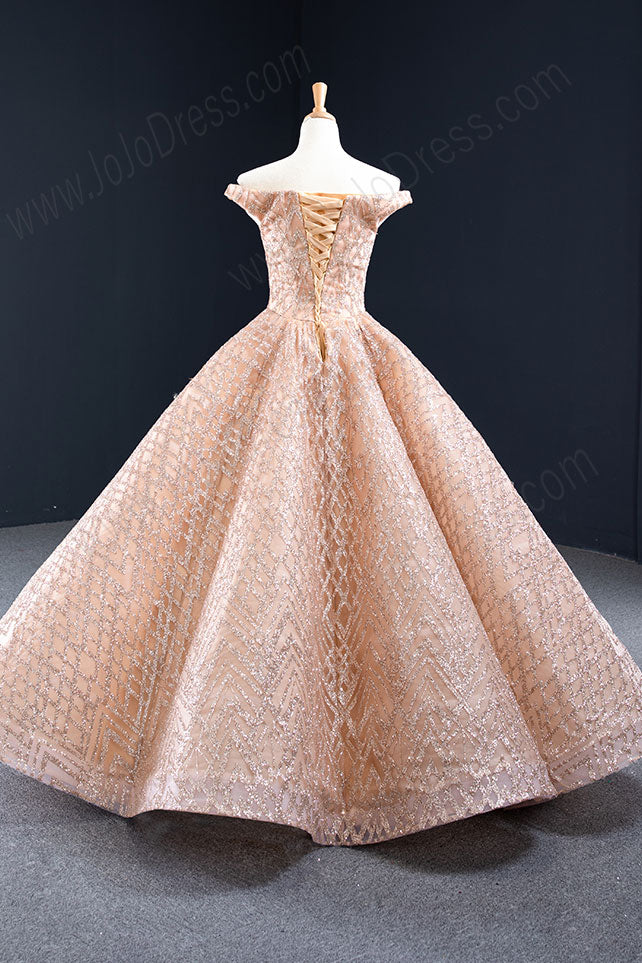 Sparkly Rose Gold Formal Ball Gown Evening Dress Rs2012 – Jojo Shop