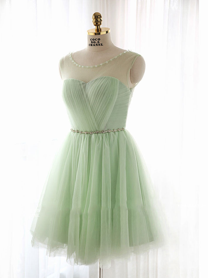 green tulle bridesmaid dress