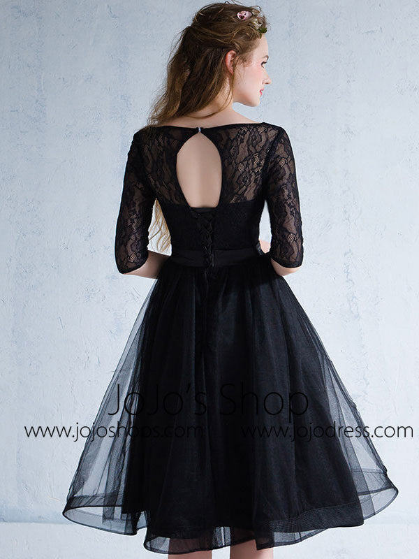 black mid length cocktail dress