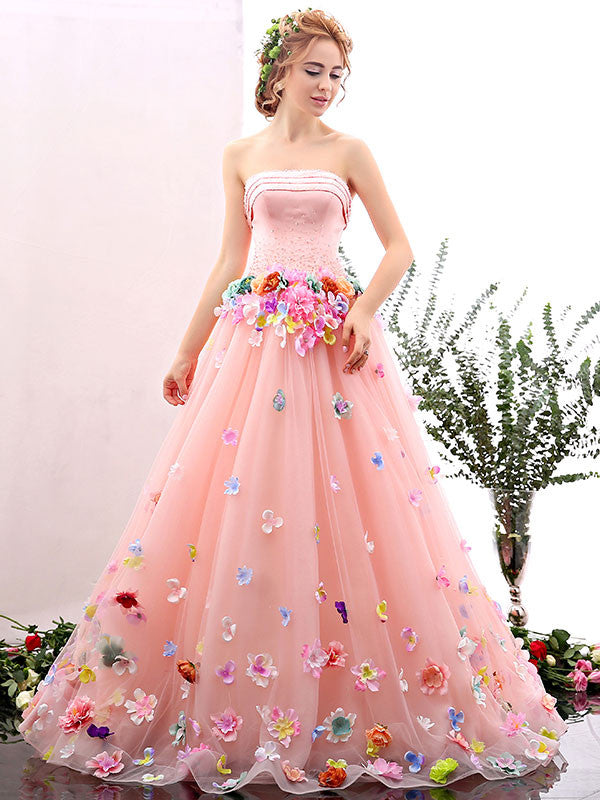 floral ball gown prom dress