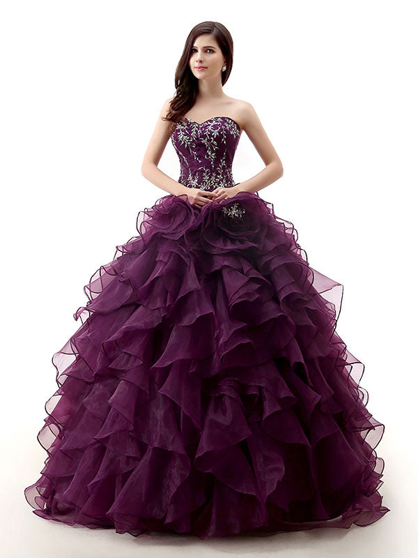 purple strapless prom dress