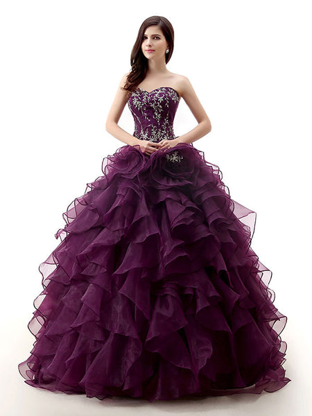 Strapless Dark Purple Quinceanera Ball Gown Formal Dress – JoJo Shop