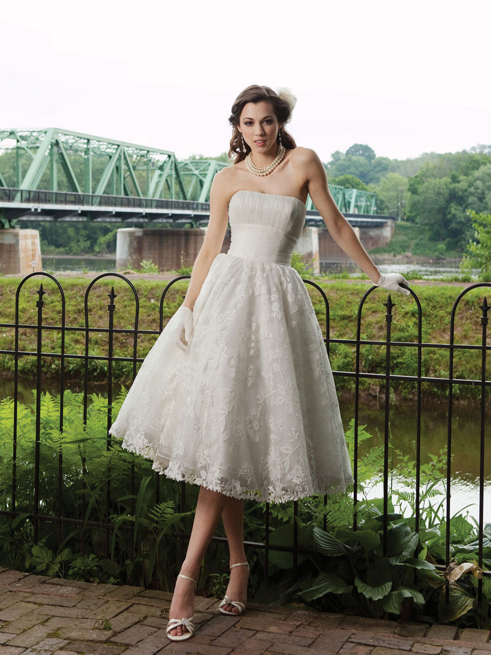 Retro 50s Strapless Lace Tea Length White Tulle Dress – JoJo Shop