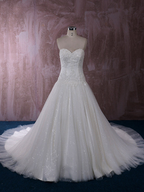 dropped waist ball gown wedding dress