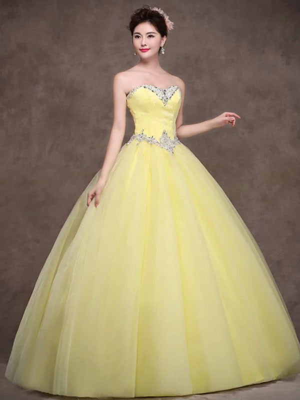 yellow ball gown dress