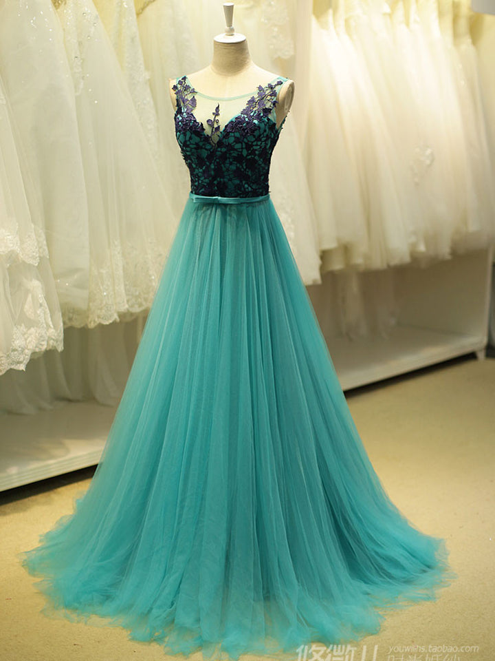 Teal Green Romantic Lace Formal Prom Evening Dress YW1705 – JoJo Shop