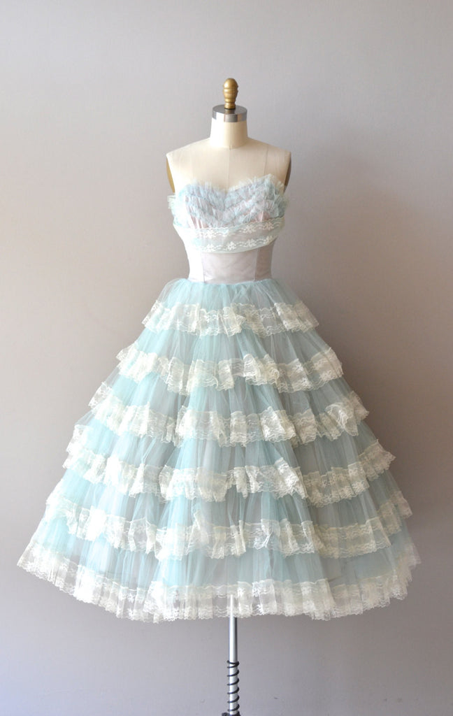 ice blue tea length dress