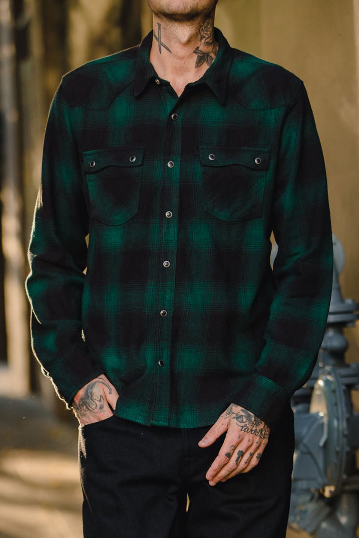 MODERN WESTERN SHIRT Olive Shadow Plaid