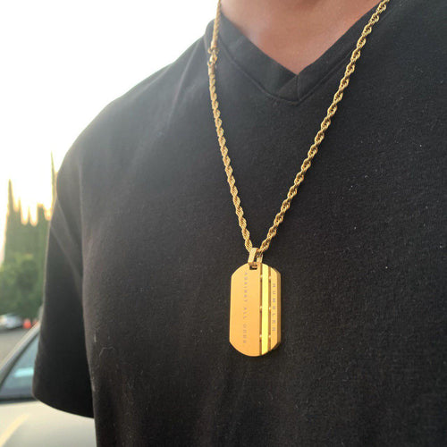 Austin Dog Tag Necklace Gold