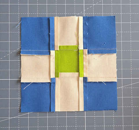 quilt block with seams pressed open