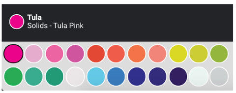 QuiltInk's Tula Pink Solids colour palette.