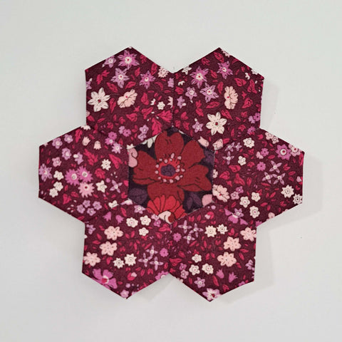 english paper pieced flower using liberty of london quilting cottons