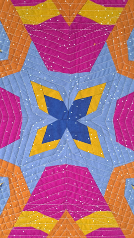 Close up of the centre of the Nesting Phoenix quilt pattern. 
