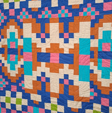 close up of quilted scaled up section