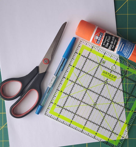 Supplies for preparing your foundation paper pieced templates.