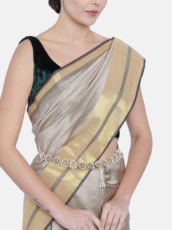 Buy Indian Traditional Banarasi Silk Saree with Waist Belt & Utie=dBlouse  Piece for Women at Amazon.in