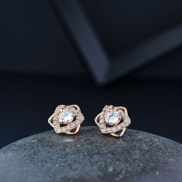 14K Rose Gold Diamond Flower Stud Earring – Maurice's Jewelers