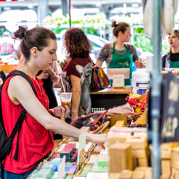 Woman Shopping For Cosmetics and Soap